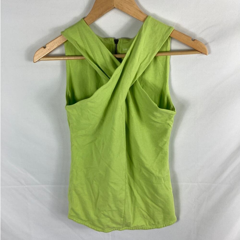 Soft Surroundings Green Cross Front Sleeveless Top Size XS